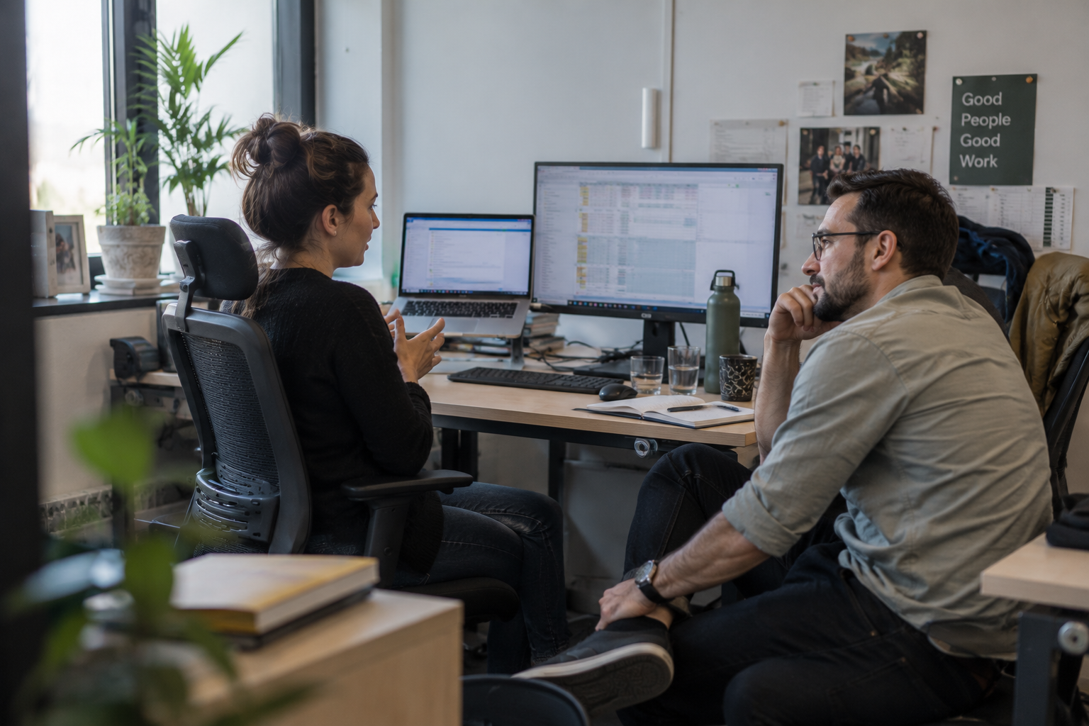 A workplace conversation about team needs and context